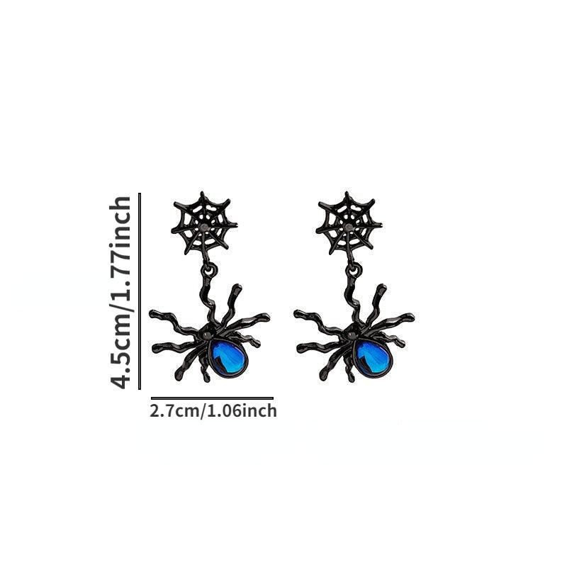 Dark Spider Earrings Moon Stone Punk Halloween Spider Earrings