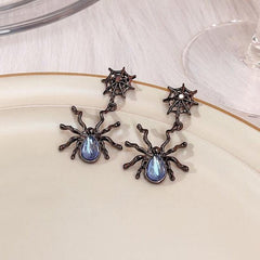 Dark Spider Earrings Moon Stone Punk Halloween Spider Earrings