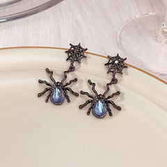 Dark Spider Earrings Moon Stone Punk Halloween Spider Earrings
