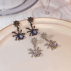 Dark Spider Earrings Moon Stone Punk Halloween Spider Earrings