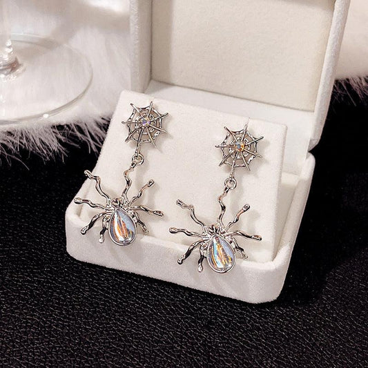 Dark Spider Earrings Moon Stone Punk Halloween Spider Earrings