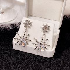 Dark Spider Earrings Moon Stone Punk Halloween Spider Earrings