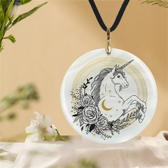 Unicorn And Moon Pendant Necklace Adjustable Chain Gift Jewelry