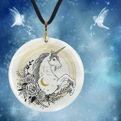 Unicorn And Moon Pendant Necklace Adjustable Chain Gift Jewelry