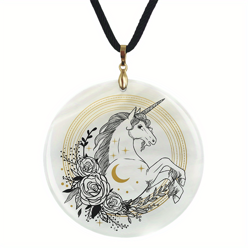 Unicorn And Moon Pendant Necklace Adjustable Chain Gift Jewelry