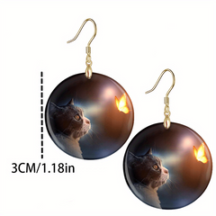Creative Cat And Butterfly Acrylic Earrings