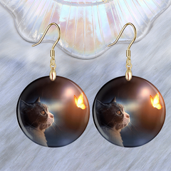 Creative Cat And Butterfly Acrylic Earrings