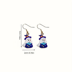 10pcs Halloween Funny Earrings Set Ghost Death Bat Pumpkin Head Devil