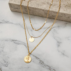 Retro Art Clavicle Chain Alloy Necklace Round Pendant Necklace