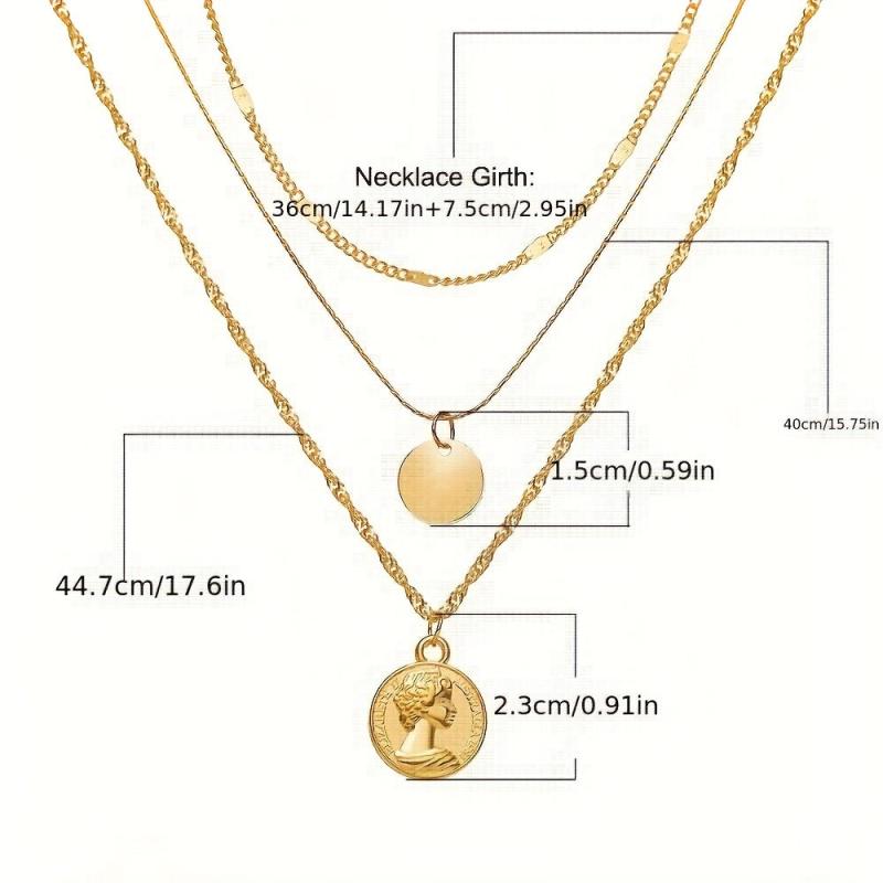 Retro Art Clavicle Chain Alloy Necklace Round Pendant Necklace