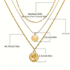 Retro Art Clavicle Chain Alloy Necklace Round Pendant Necklace