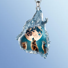 Geometric Triangle Crystal Wolf Necklace