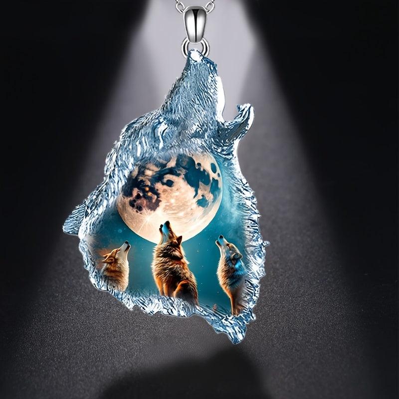 Geometric Triangle Crystal Wolf Necklace