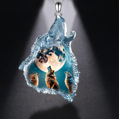 Geometric Triangle Crystal Wolf Necklace