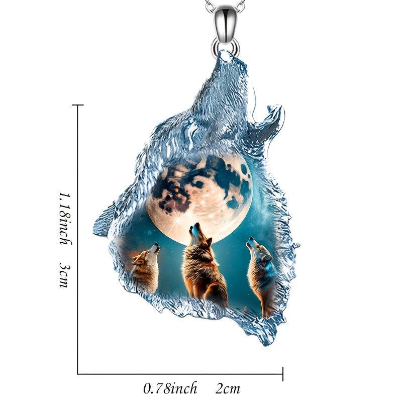 Geometric Triangle Crystal Wolf Necklace
