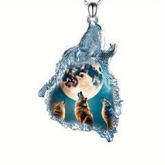 Geometric Triangle Crystal Wolf Necklace