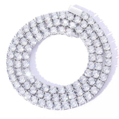 Hip Hop Tennis Chain Zircon Necklace Spring Buckle 3mm4mm5mm Wide