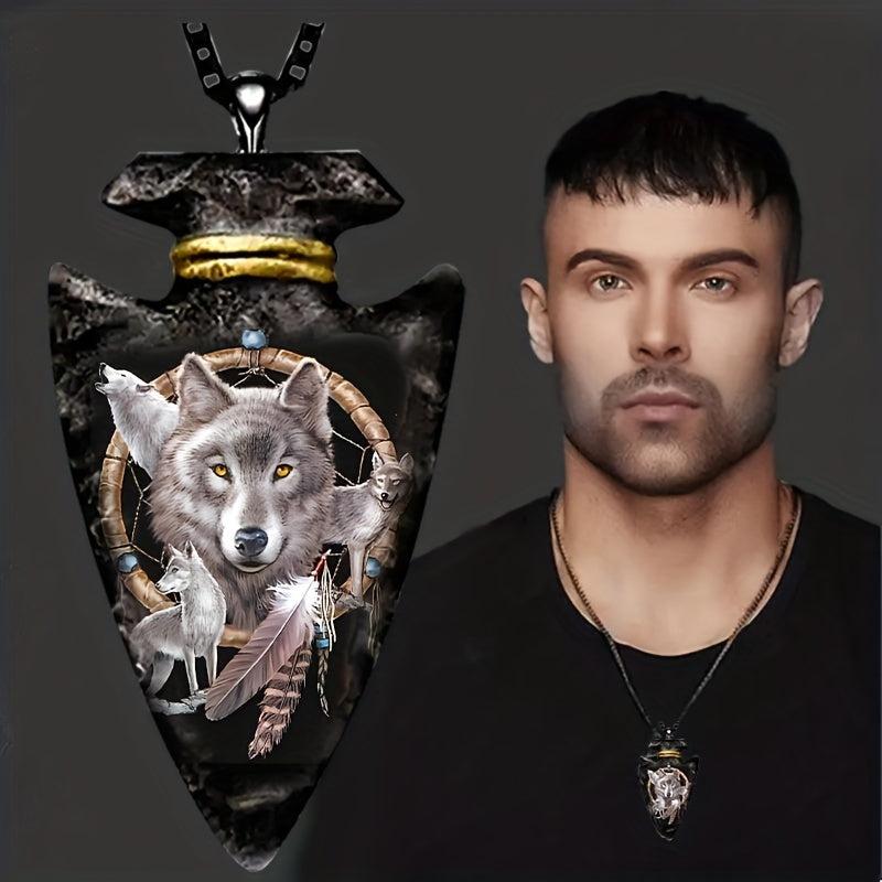 1pc Men Hip hop Wolf Head Necklace Toy Gift
