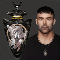 1pc Men Hip hop Wolf Head Necklace Toy Gift