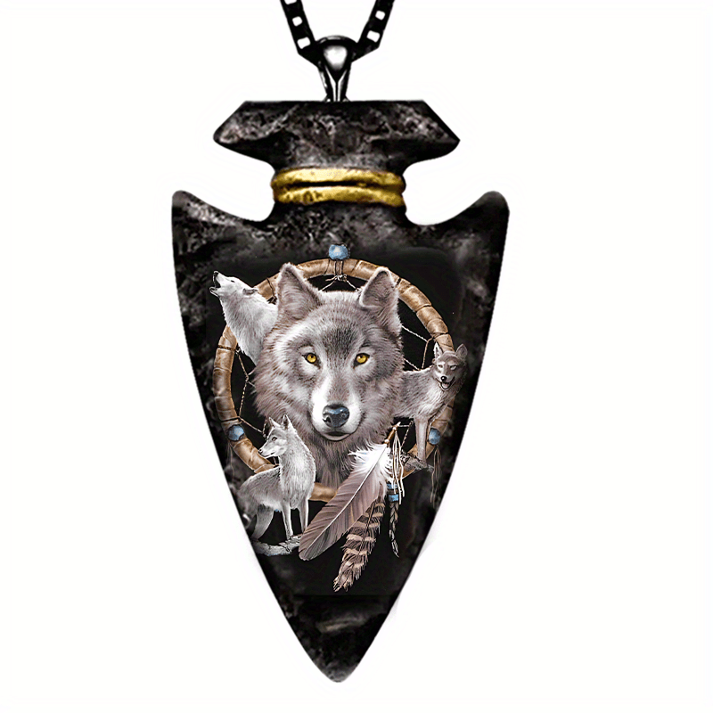 1pc Men Hip hop Wolf Head Necklace Toy Gift