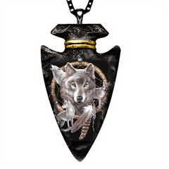 1pc Men Hip hop Wolf Head Necklace Toy Gift