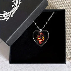 Dark Halloween Pumpkin Head Necklace Heart Shape for Friends and Partners