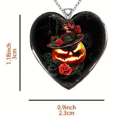 Dark Halloween Pumpkin Head Necklace Heart Shape for Friends and Partners