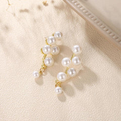Retro Style Grape Pearl Tassel Earrings for Women