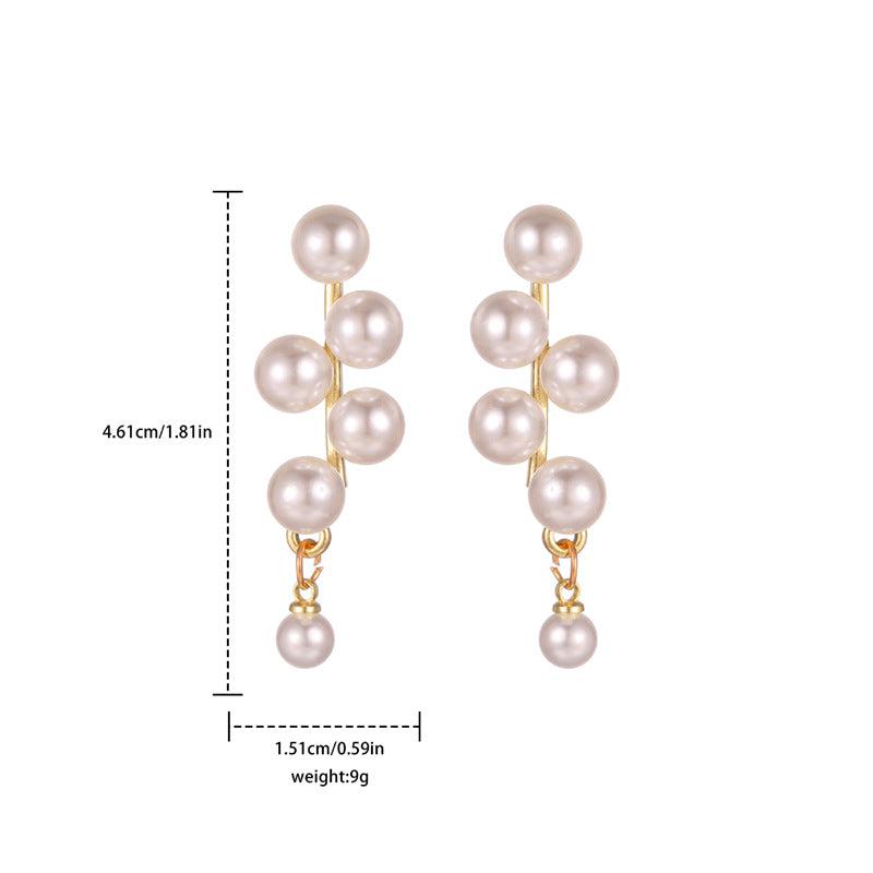 Retro Style Grape Pearl Tassel Earrings for Women