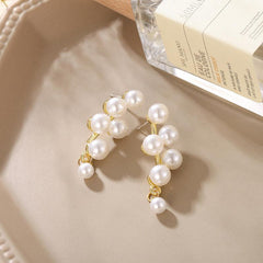 Retro Style Grape Pearl Tassel Earrings for Women