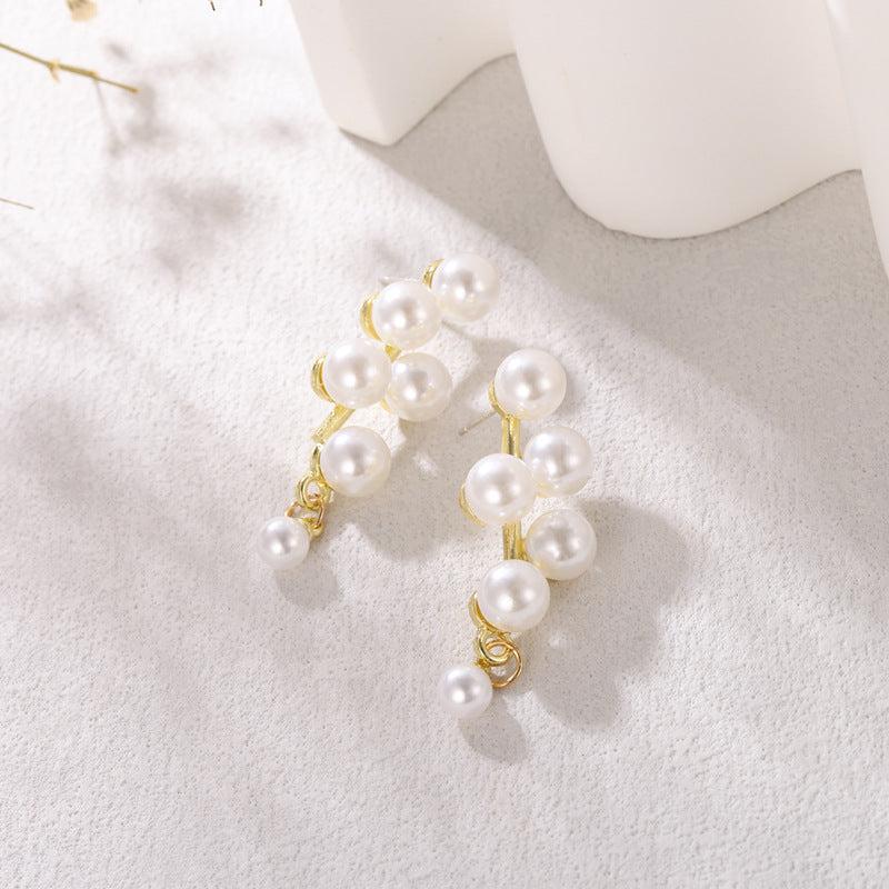 Retro Style Grape Pearl Tassel Earrings for Women