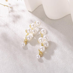 Retro Style Grape Pearl Tassel Earrings for Women