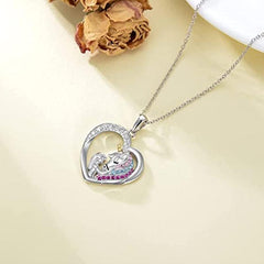 2pcs Set Unicorn Pendant Necklace Card for Daughter Birthday