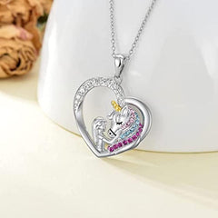 2pcs Set Unicorn Pendant Necklace Card for Daughter Birthday