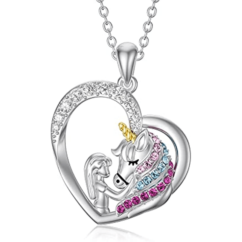 2pcs Set Unicorn Pendant Necklace Card for Daughter Birthday