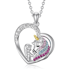 2pcs Set Unicorn Pendant Necklace Card for Daughter Birthday