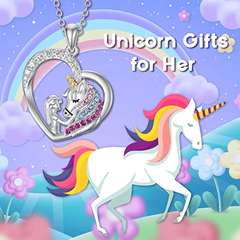 2pcs Set Unicorn Pendant Necklace Card for Daughter Birthday