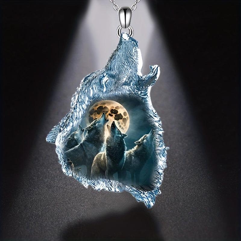 Forest Ghost Wolf Punk Hip Hop Wolf Pendant Necklace