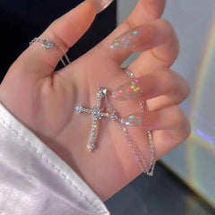 Japanese Cross Necklace - Sweet & Light Wind Style
