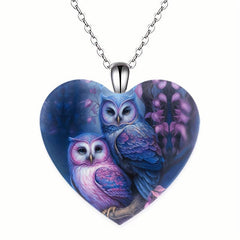 Mother Child Owl Heart Pendant Necklace Toy for Kids Daughters