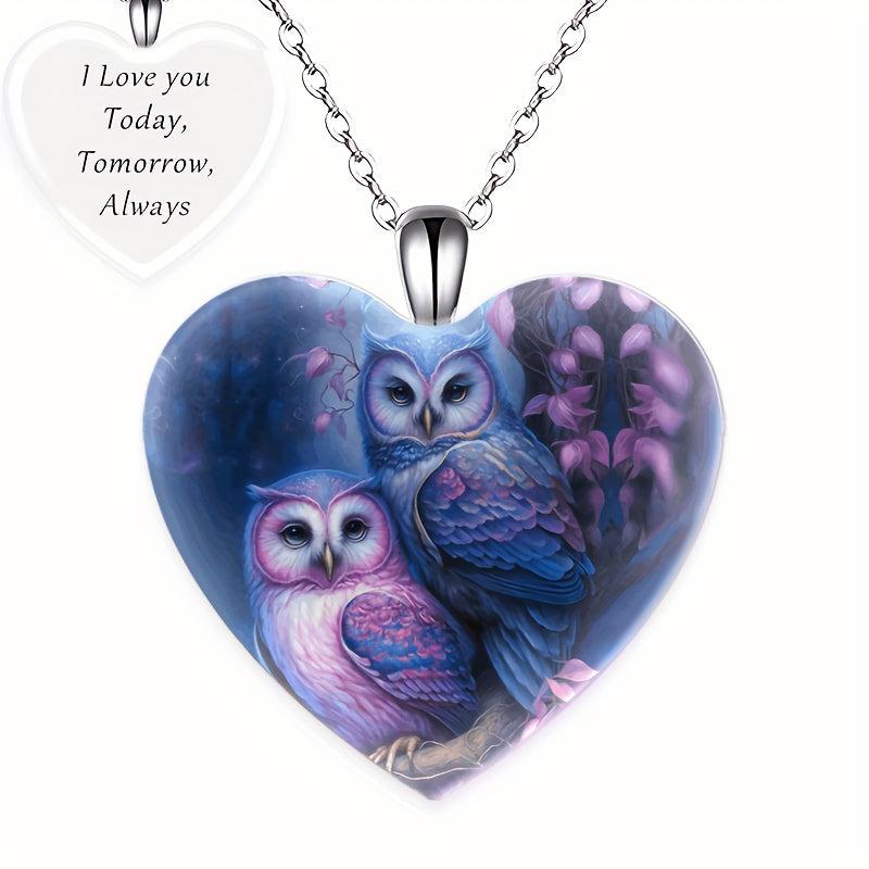 Mother Child Owl Heart Pendant Necklace Toy for Kids Daughters