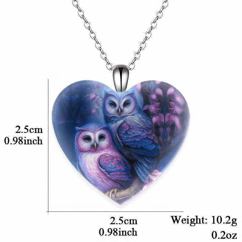 Mother Child Owl Heart Pendant Necklace Toy for Kids Daughters