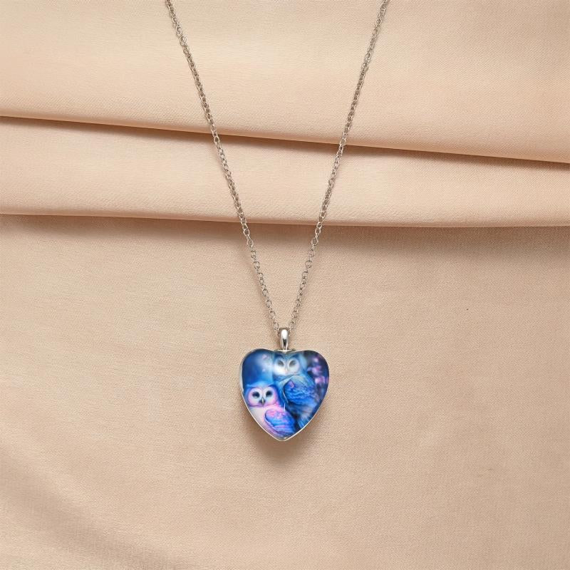 Mother Child Owl Heart Pendant Necklace Toy for Kids Daughters
