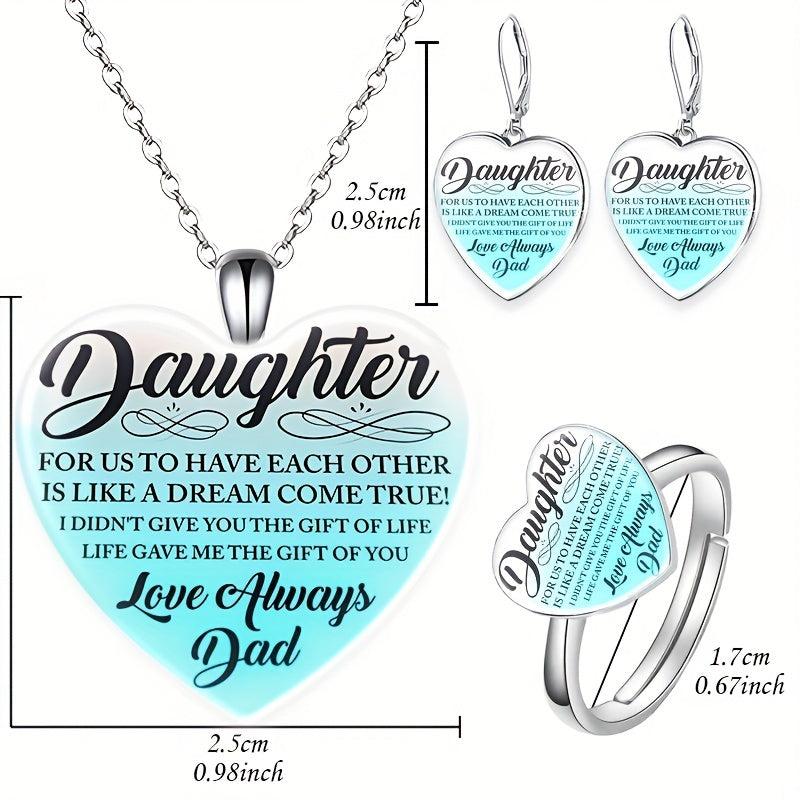 Heart Shape Crystal Pendant Necklace Set