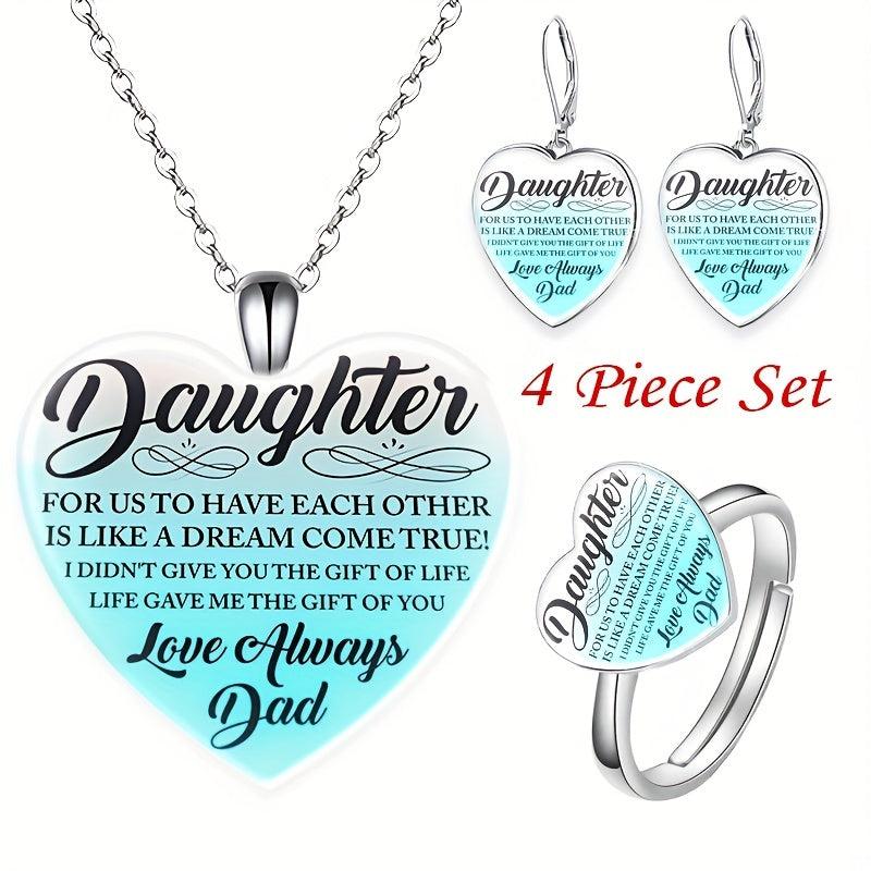 Heart Shape Crystal Pendant Necklace Set