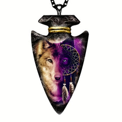 Triangle Animal Wolf Necklace Punk Hip Hop Pendant Necklace Toy For Men Kids