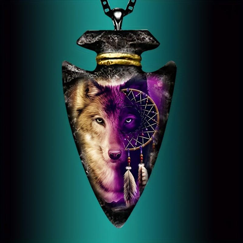 Triangle Animal Wolf Necklace Punk Hip Hop Pendant Necklace Toy For Men Kids