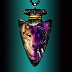 Triangle Animal Wolf Necklace Punk Hip Hop Pendant Necklace Toy For Men Kids