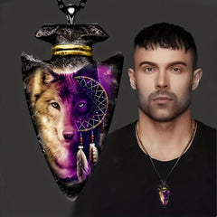 Triangle Animal Wolf Necklace Punk Hip Hop Pendant Necklace Toy For Men Kids