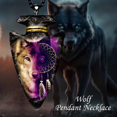 Triangle Animal Wolf Necklace Punk Hip Hop Pendant Necklace Toy For Men Kids